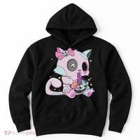 Kawaii Pastel Goth Witchy Cat Eats Ramen Cute Creepy Cat Hoodie thumb 0