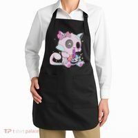 Kawaii Pastel Goth Witchy Cat Eats Ramen Cute Creepy Cat Apron thumb 2