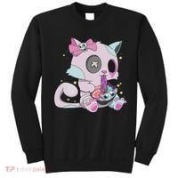 Kawaii Pastel Goth Witchy Cat Eats Ramen Cute Creepy Cat Sweatshirt thumb 0