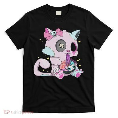 Kawaii Pastel Goth Witchy Cat Eats Ramen Cute Creepy Cat T-Shirt