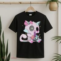Kawaii Pastel Goth Witchy Cat Eats Ramen Cute Creepy Cat T-Shirt thumb 2