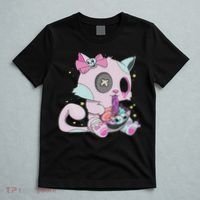 Kawaii Pastel Goth Witchy Cat Eats Ramen Cute Creepy Cat T-Shirt thumb 5