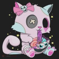 Kawaii Pastel Goth Witchy Cat Eats Ramen Cute Creepy Cat Beanie thumb 2