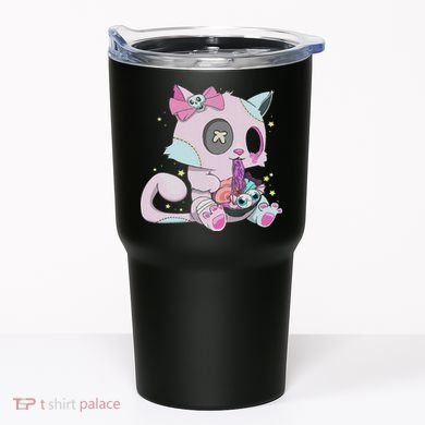 Kawaii Pastel Goth Witchy Cat Eats Ramen Cute Creepy Cat Tumbler