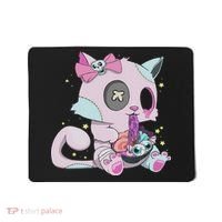 Kawaii Pastel Goth Witchy Cat Eats Ramen Cute Creepy Cat Mousepad thumb 0