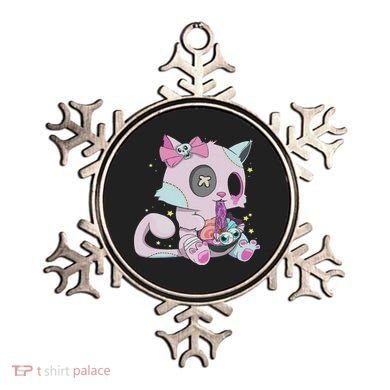 Kawaii Pastel Goth Witchy Cat Eats Ramen Cute Creepy Cat Ornament