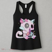 Kawaii Pastel Goth Witchy Cat Eats Ramen Cute Creepy Cat Women's Tank Top thumb 3