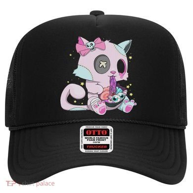 Kawaii Pastel Goth Witchy Cat Eats Ramen Cute Creepy Cat Hat