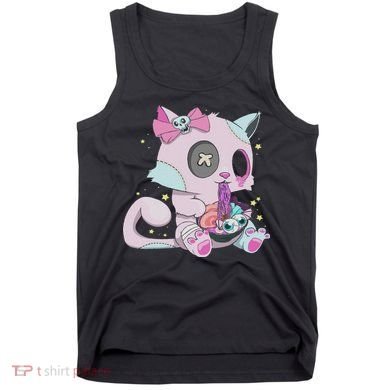Kawaii Pastel Goth Witchy Cat Eats Ramen Cute Creepy Cat Tank Top