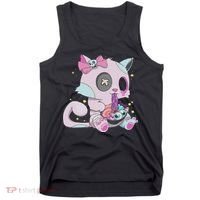 Kawaii Pastel Goth Witchy Cat Eats Ramen Cute Creepy Cat Tank Top thumb 0