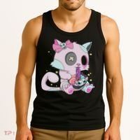 Kawaii Pastel Goth Witchy Cat Eats Ramen Cute Creepy Cat Tank Top thumb 3