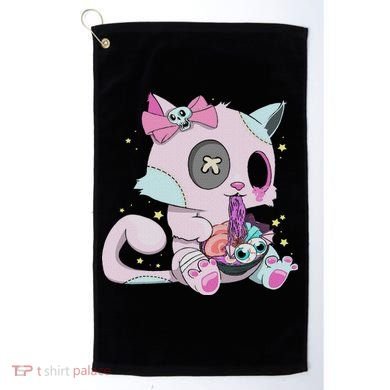 Kawaii Pastel Goth Witchy Cat Eats Ramen Cute Creepy Cat Golf Towel