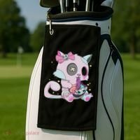 Kawaii Pastel Goth Witchy Cat Eats Ramen Cute Creepy Cat Golf Towel thumb 2
