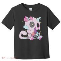 Kawaii Pastel Goth Witchy Cat Eats Ramen Cute Creepy Cat Toddler T-Shirt thumb 0