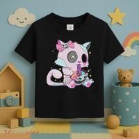 Kawaii Pastel Goth Witchy Cat Eats Ramen Cute Creepy Cat Toddler T-Shirt thumb 3