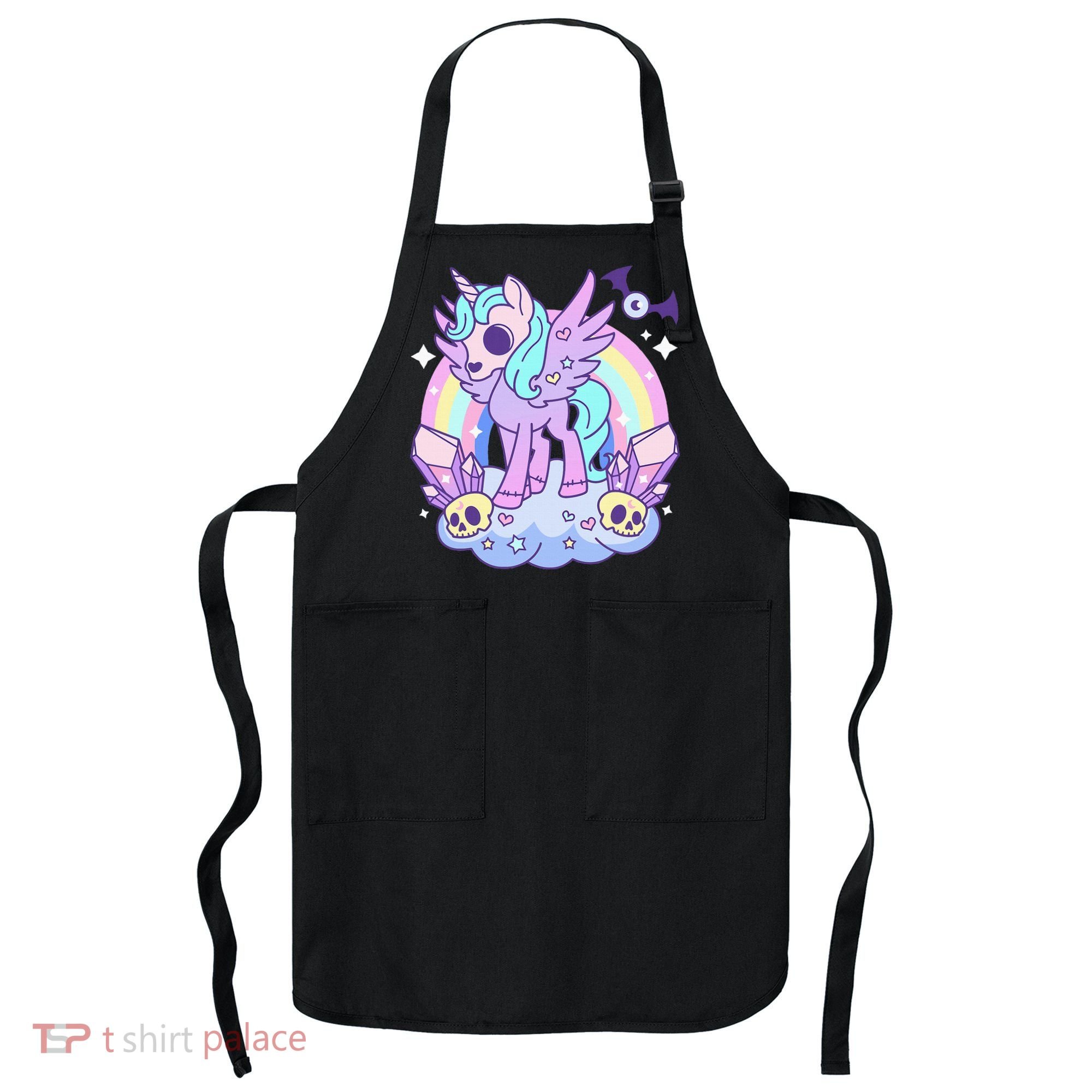 Kawaii Pastel Goth Unicorn Pony Aesthetic Gothic Skeleton Apron