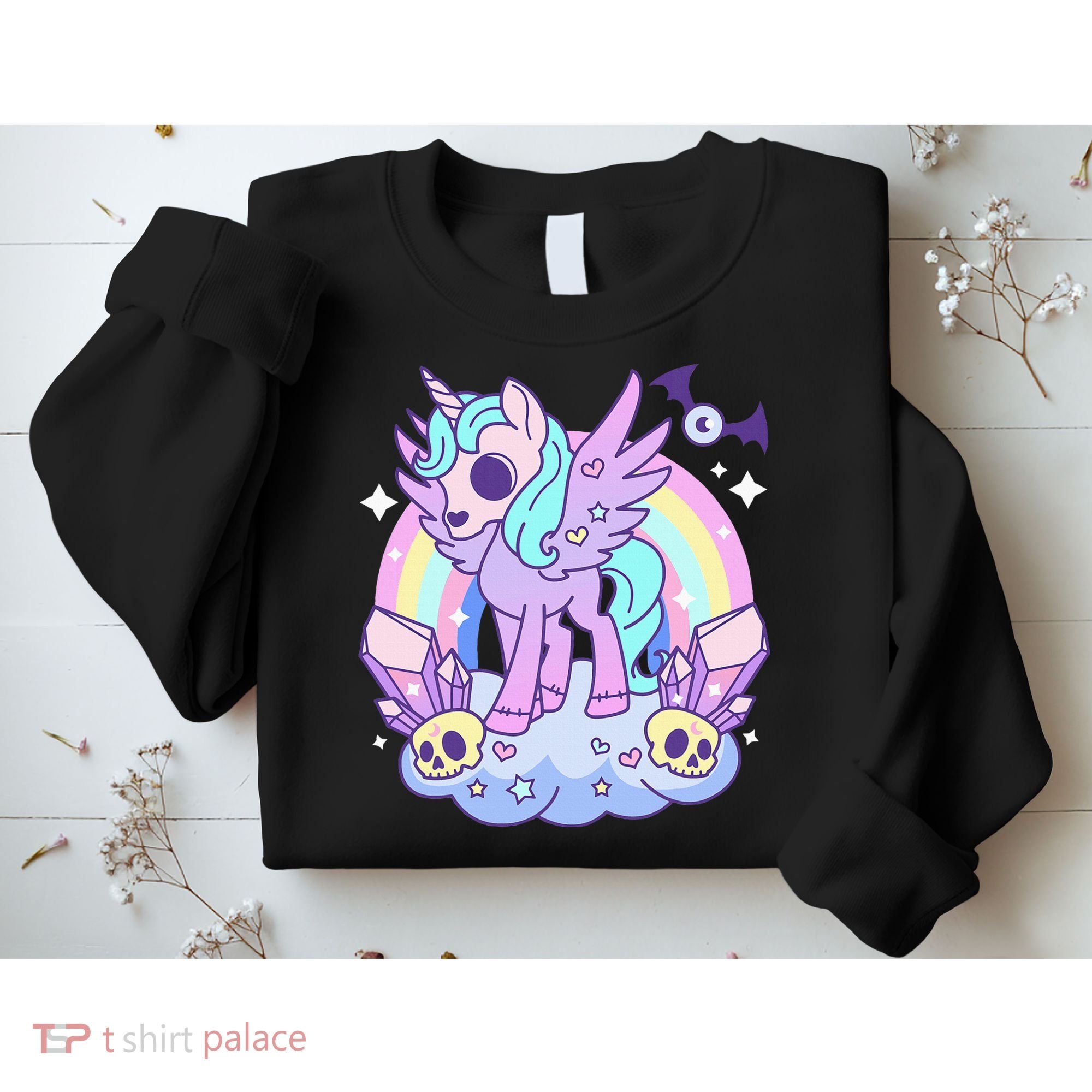 Kawaii Pastel Goth Unicorn Pony Aesthetic Gothic Skeleton Sweatshirt
