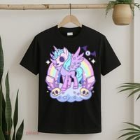 Kawaii Pastel Goth Unicorn Pony Aesthetic Gothic Skeleton T-Shirt thumb 2