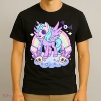 Kawaii Pastel Goth Unicorn Pony Aesthetic Gothic Skeleton T-Shirt thumb 3