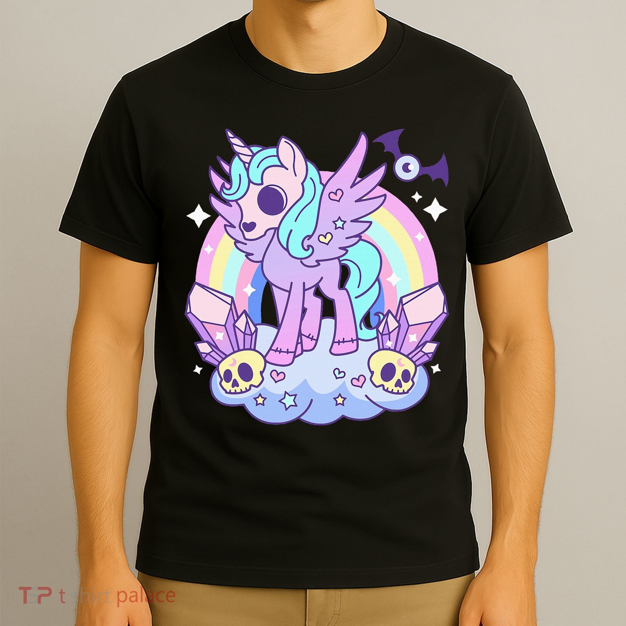 Kawaii Pastel Goth Unicorn Pony Aesthetic Gothic Skeleton T-Shirt