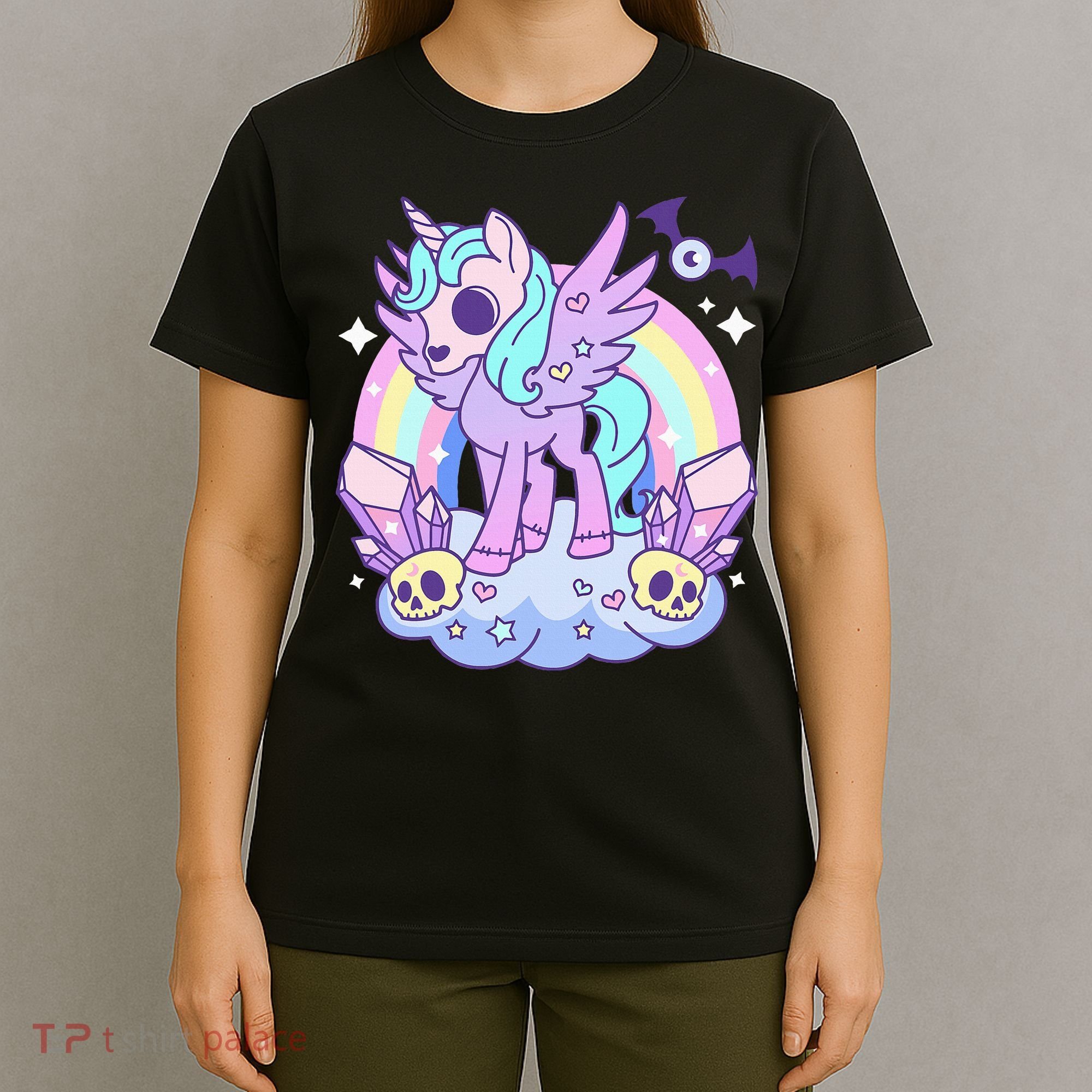 Kawaii Pastel Goth Unicorn Pony Aesthetic Gothic Skeleton T-Shirt