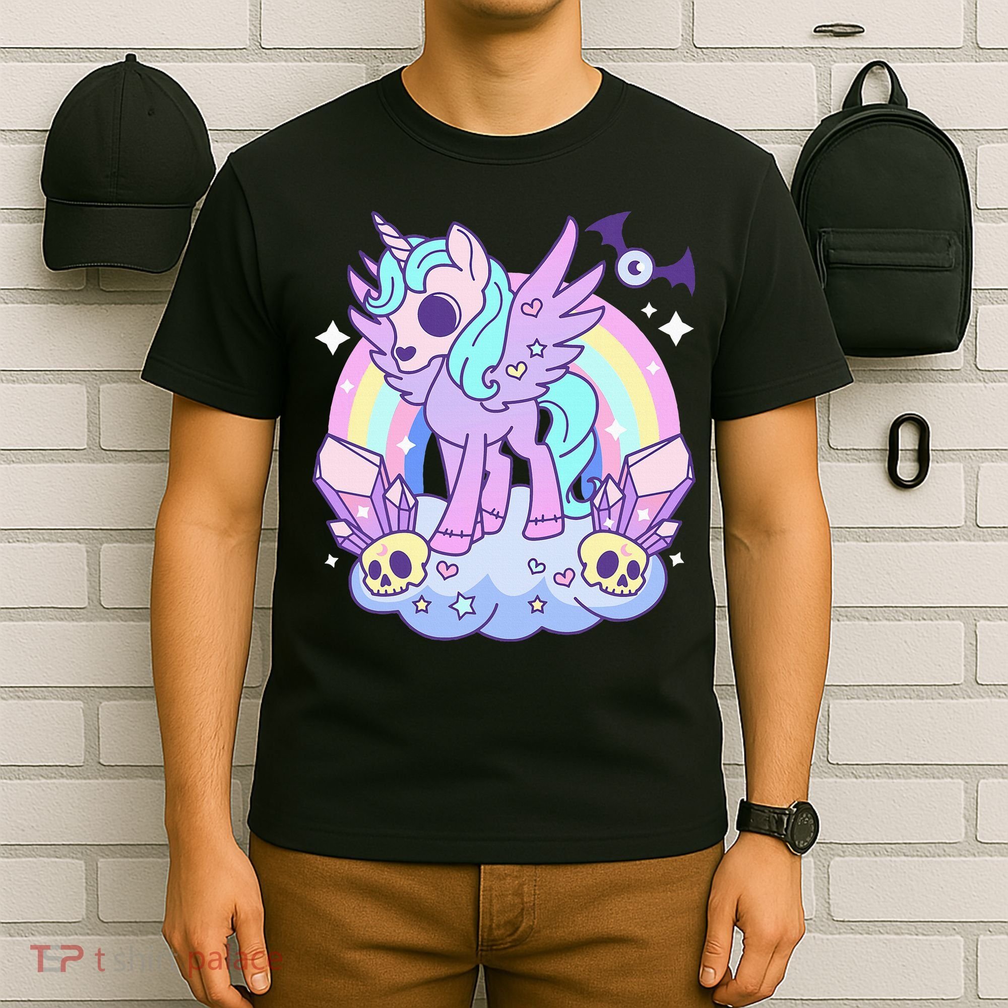 Kawaii Pastel Goth Unicorn Pony Aesthetic Gothic Skeleton T-Shirt