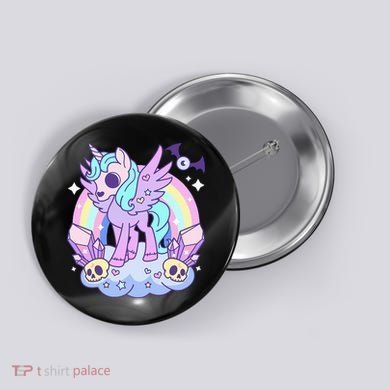 Kawaii Pastel Goth Unicorn Pony Aesthetic Gothic Skeleton Button