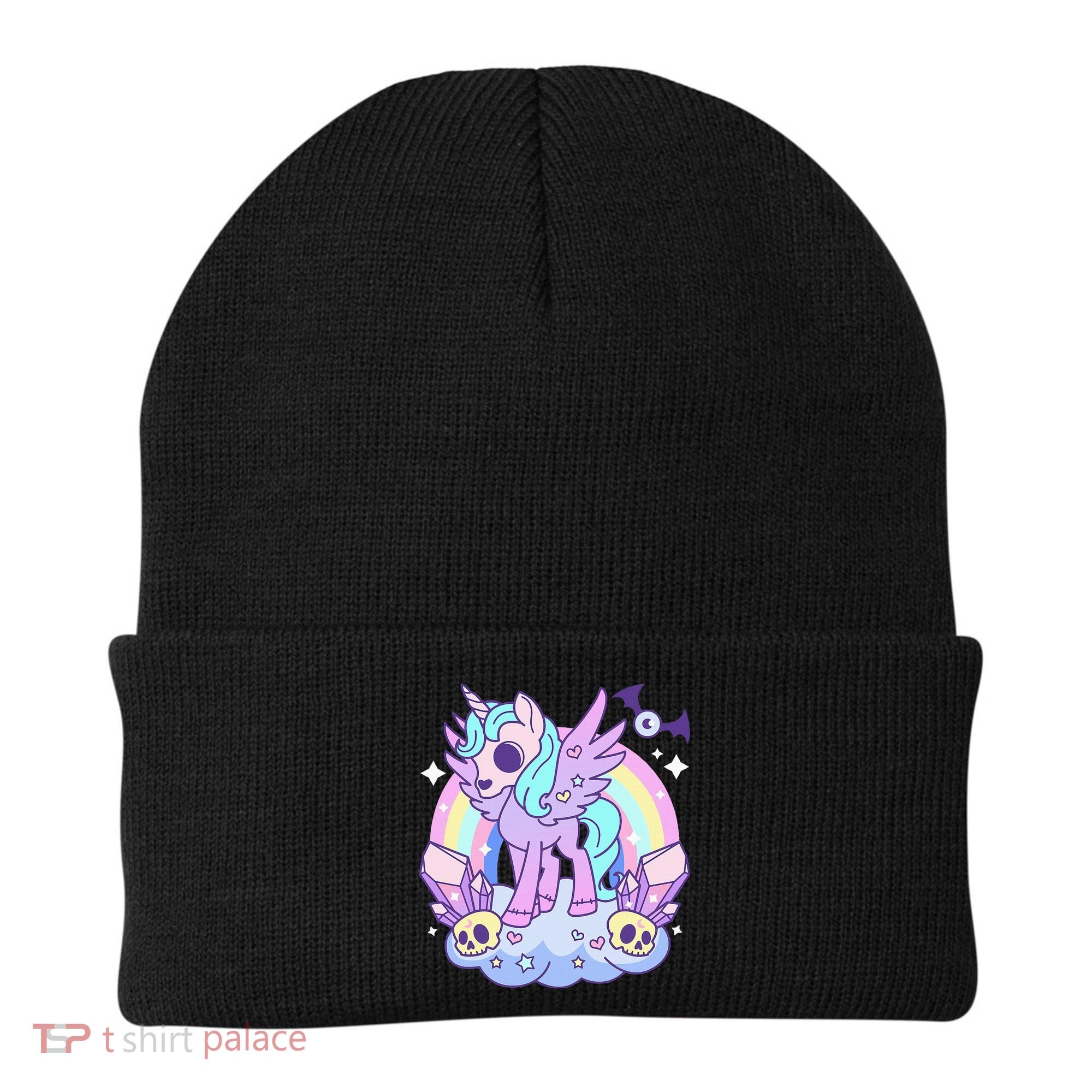 Kawaii Pastel Goth Unicorn Pony Aesthetic Gothic Skeleton Beanie