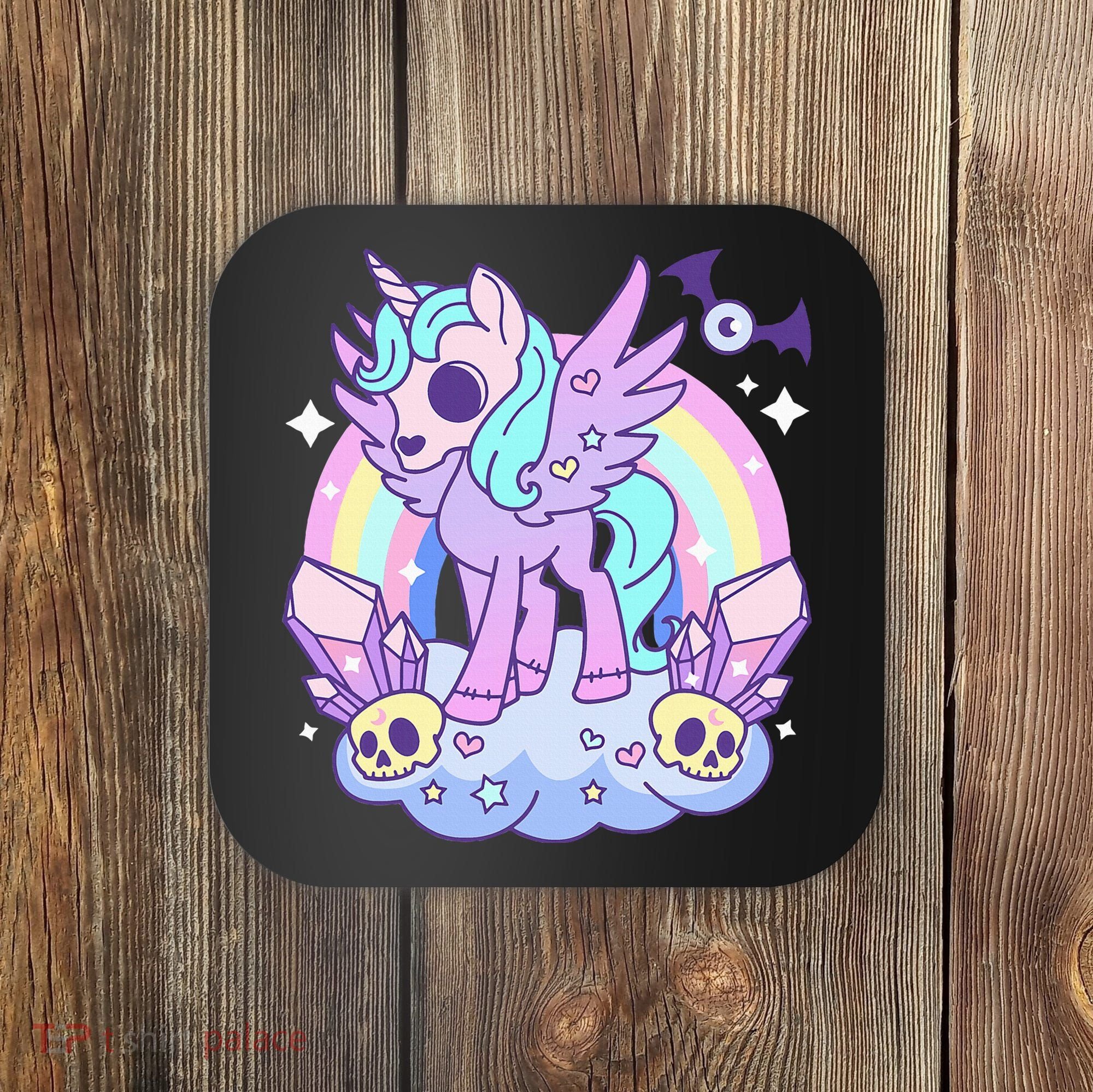 Kawaii Pastel Goth Unicorn Pony Aesthetic Gothic Skeleton Coaster