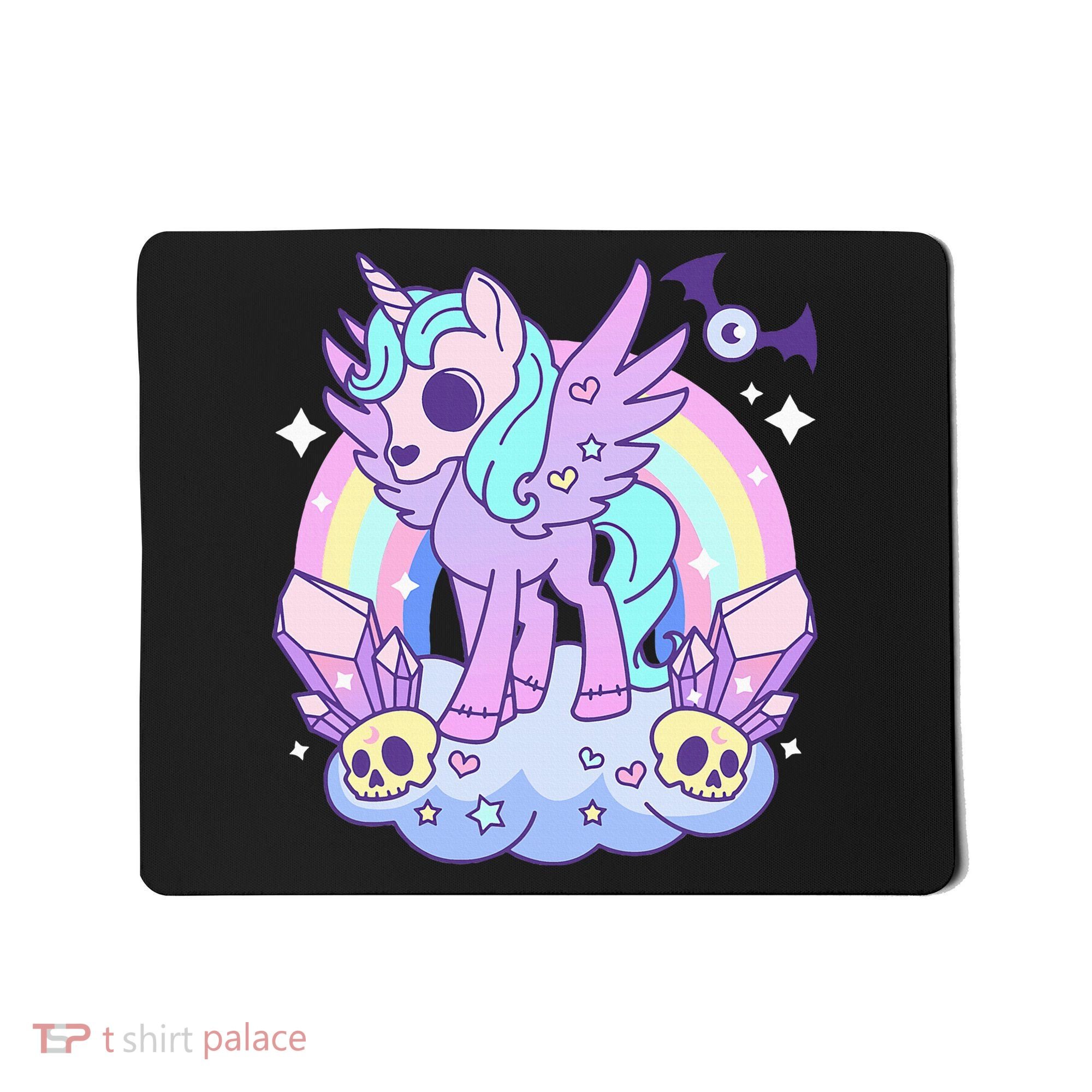 Kawaii Pastel Goth Unicorn Pony Aesthetic Gothic Skeleton Mousepad