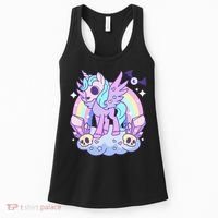 Kawaii Pastel Goth Unicorn Pony Aesthetic Gothic Skeleton Women's Tank Top thumb 0