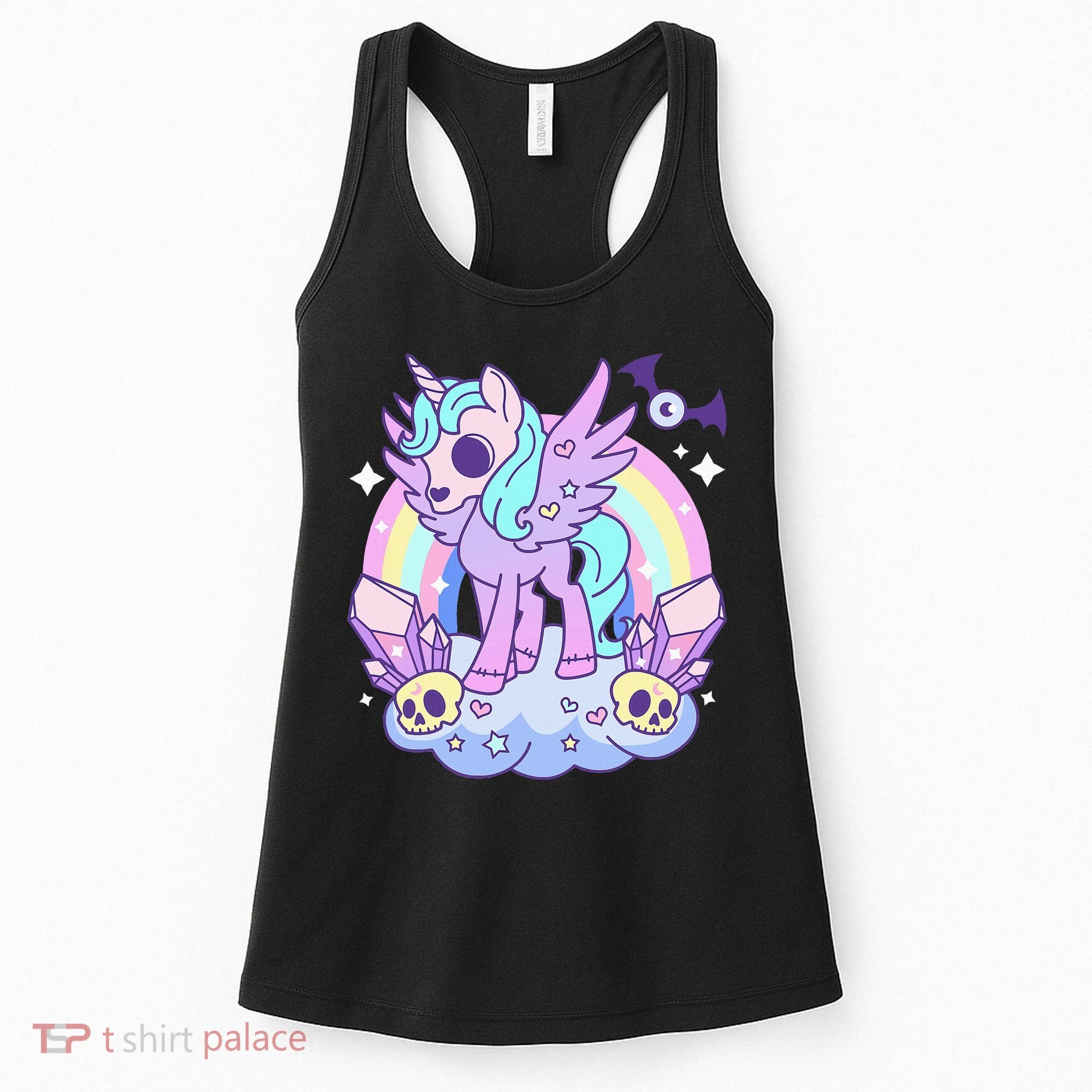Kawaii Pastel Goth Unicorn Pony Aesthetic Gothic Skeleton Women's Tank Top