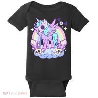 Kawaii Pastel Goth Unicorn Pony Aesthetic Gothic Skeleton Baby Bodysuit thumb 0
