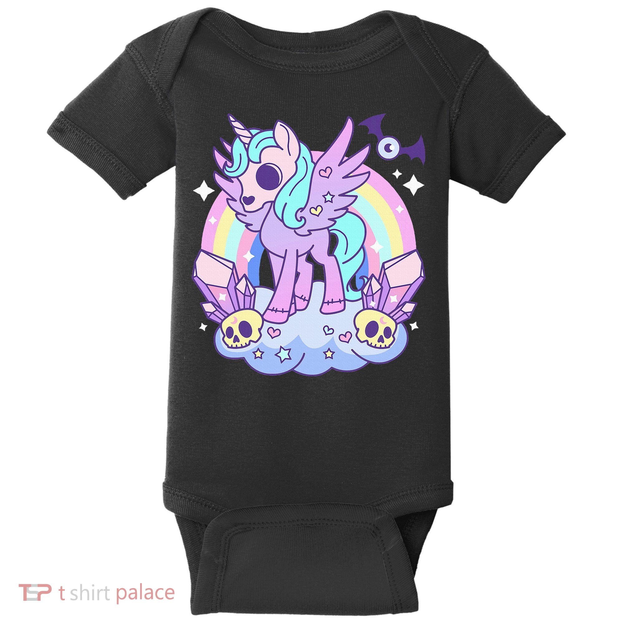 Kawaii Pastel Goth Unicorn Pony Aesthetic Gothic Skeleton Baby Bodysuit