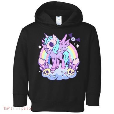 Kawaii Pastel Goth Unicorn Pony Aesthetic Gothic Skeleton Toddler Hoodie
