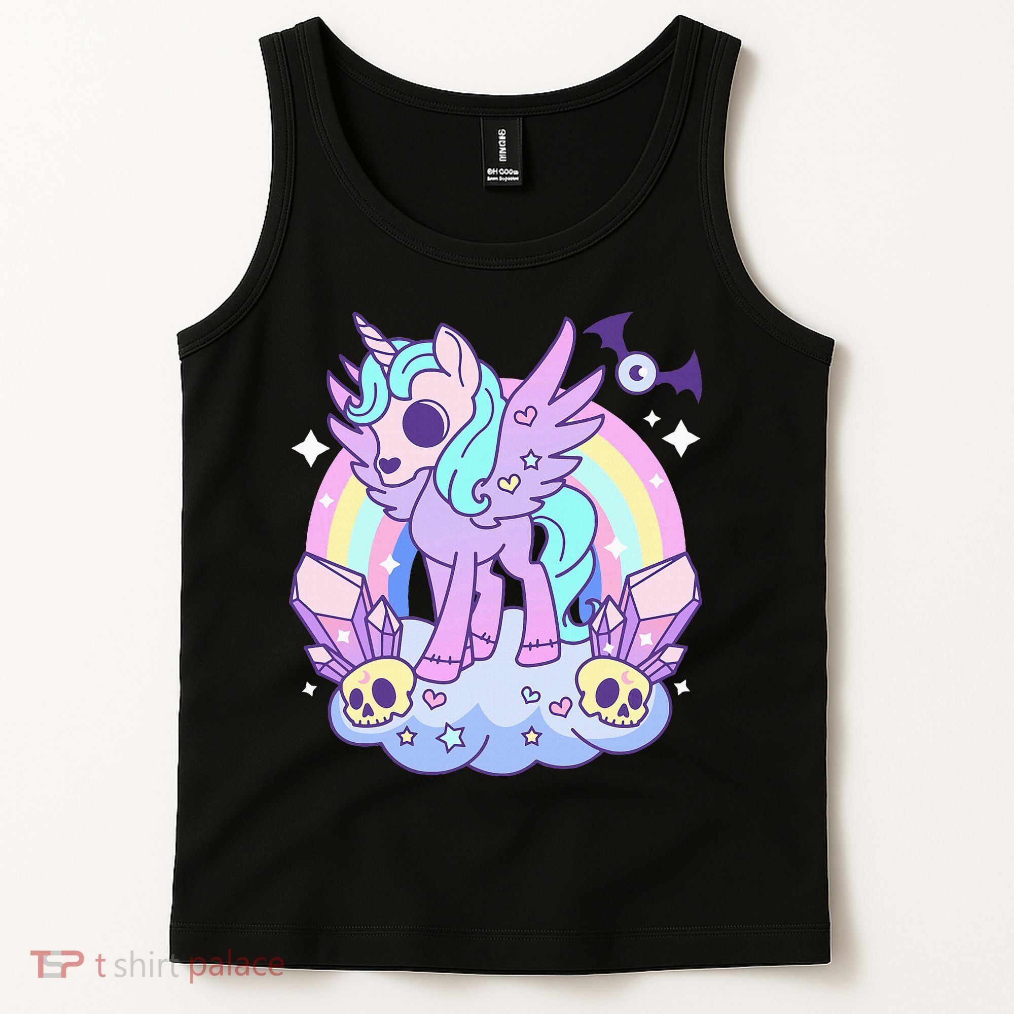 Kawaii Pastel Goth Unicorn Pony Aesthetic Gothic Skeleton Tank Top