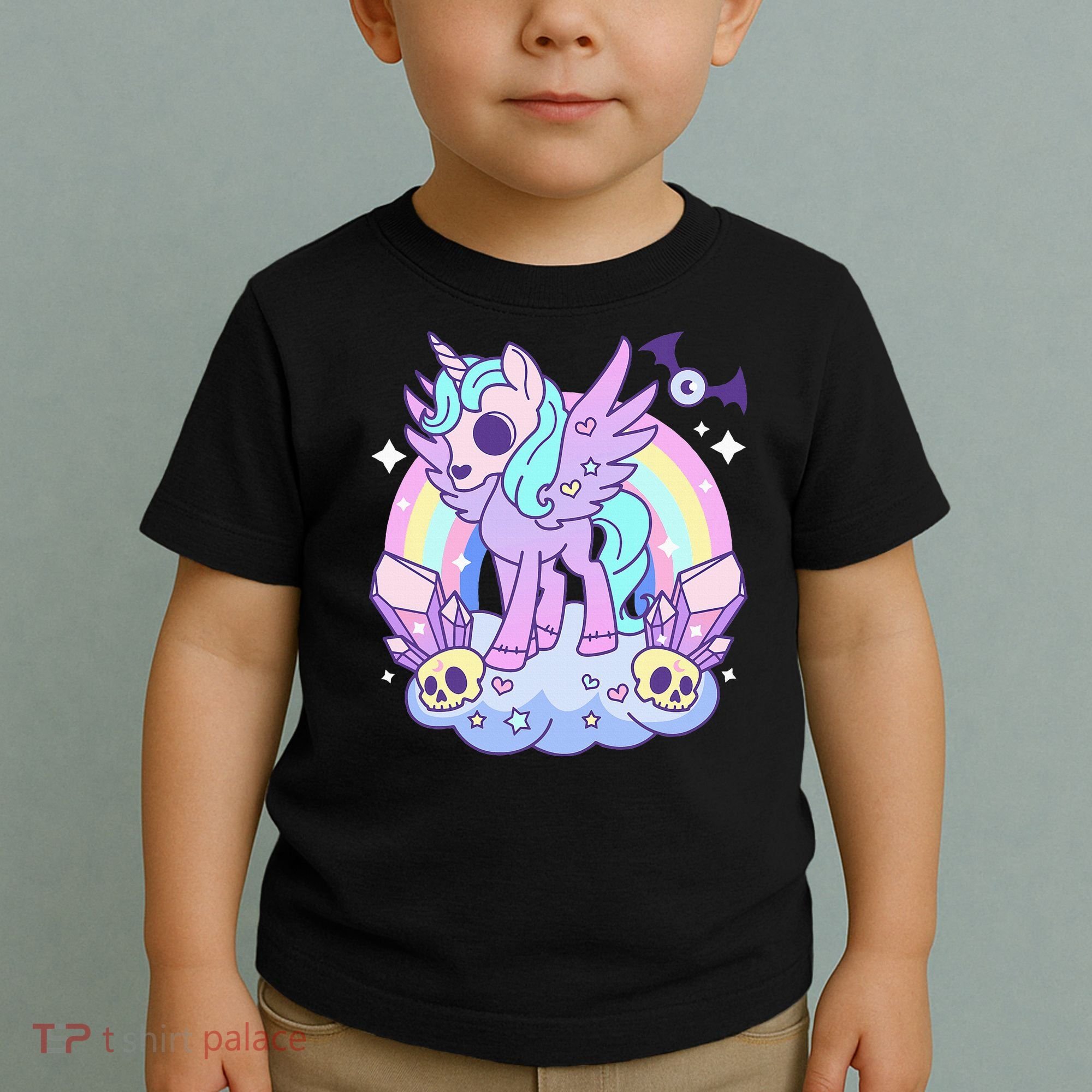 Kawaii Pastel Goth Unicorn Pony Aesthetic Gothic Skeleton Toddler T-Shirt