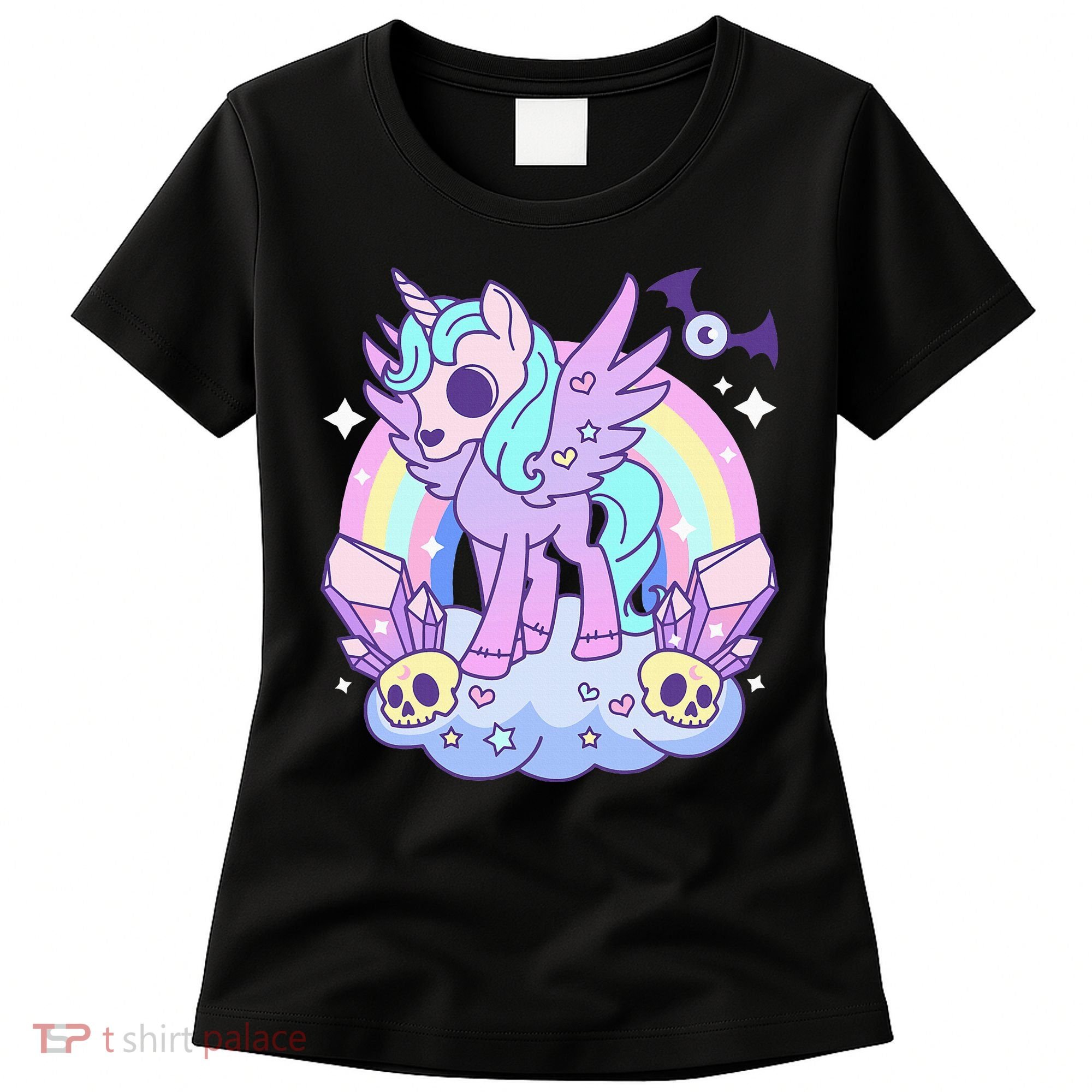 Kawaii Pastel Goth Unicorn Pony Aesthetic Gothic Skeleton Women's T-Shirt