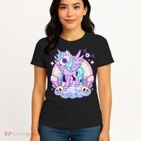 Kawaii Pastel Goth Unicorn Pony Aesthetic Gothic Skeleton Women's T-Shirt thumb 4
