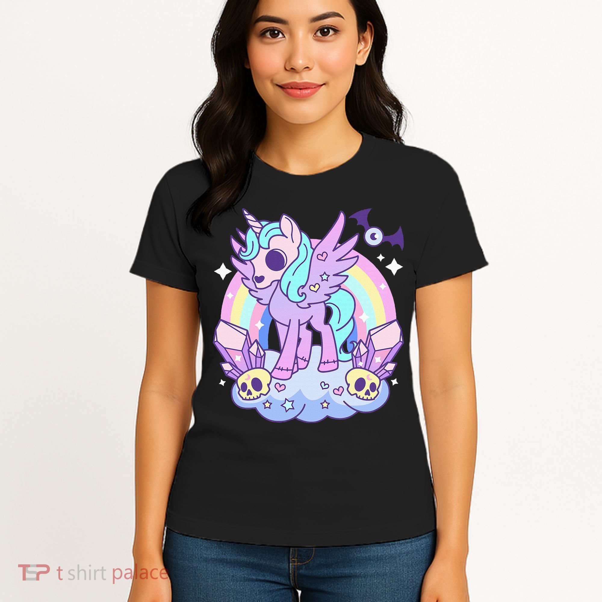 Kawaii Pastel Goth Unicorn Pony Aesthetic Gothic Skeleton Women's T-Shirt