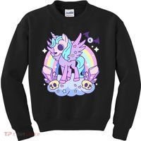 Kawaii Pastel Goth Unicorn Pony Aesthetic Gothic Skeleton Kids Sweatshirt thumb 0