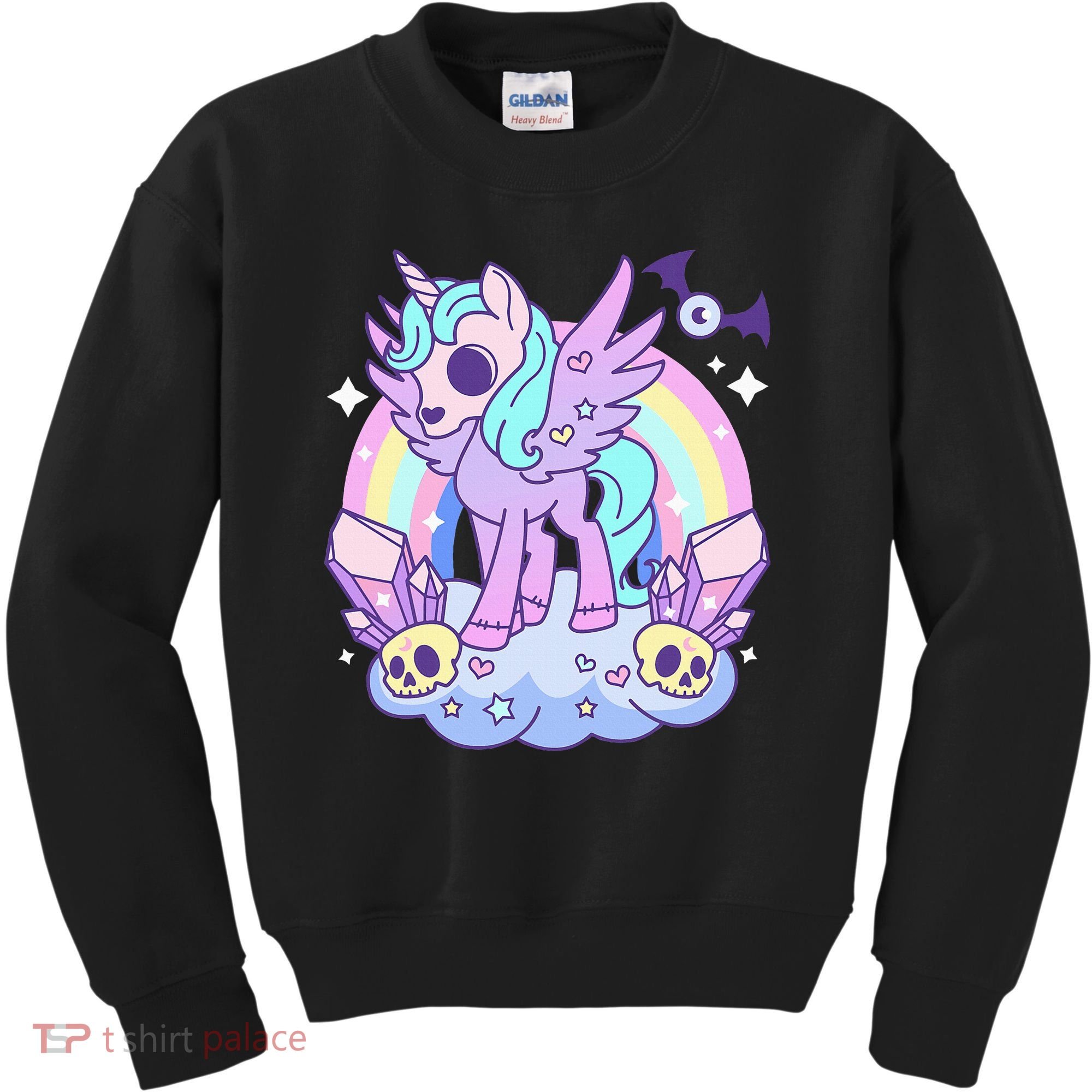 Kawaii Pastel Goth Unicorn Pony Aesthetic Gothic Skeleton Kids Sweatshirt