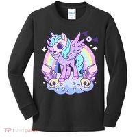 Kawaii Pastel Goth Unicorn Pony Aesthetic Gothic Skeleton Kids Long Sleeve Shirt thumb 0