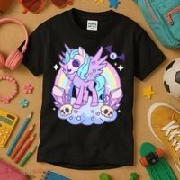 Kawaii Pastel Goth Unicorn Pony Aesthetic Gothic Skeleton Kids T-Shirt thumb 3