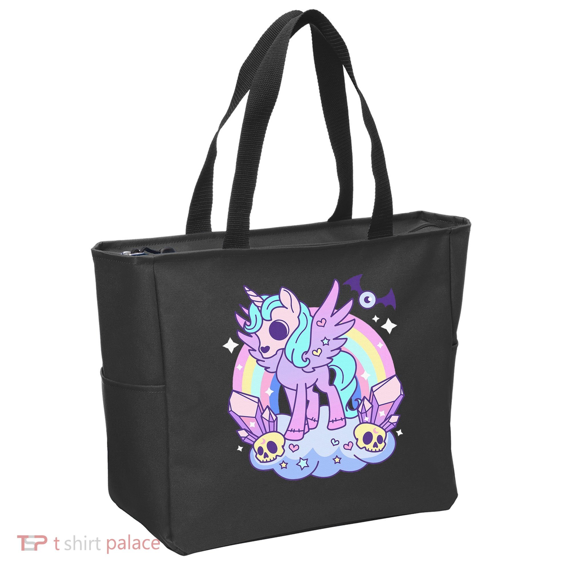 Kawaii Pastel Goth Unicorn Pony Aesthetic Gothic Skeleton Tote Bag