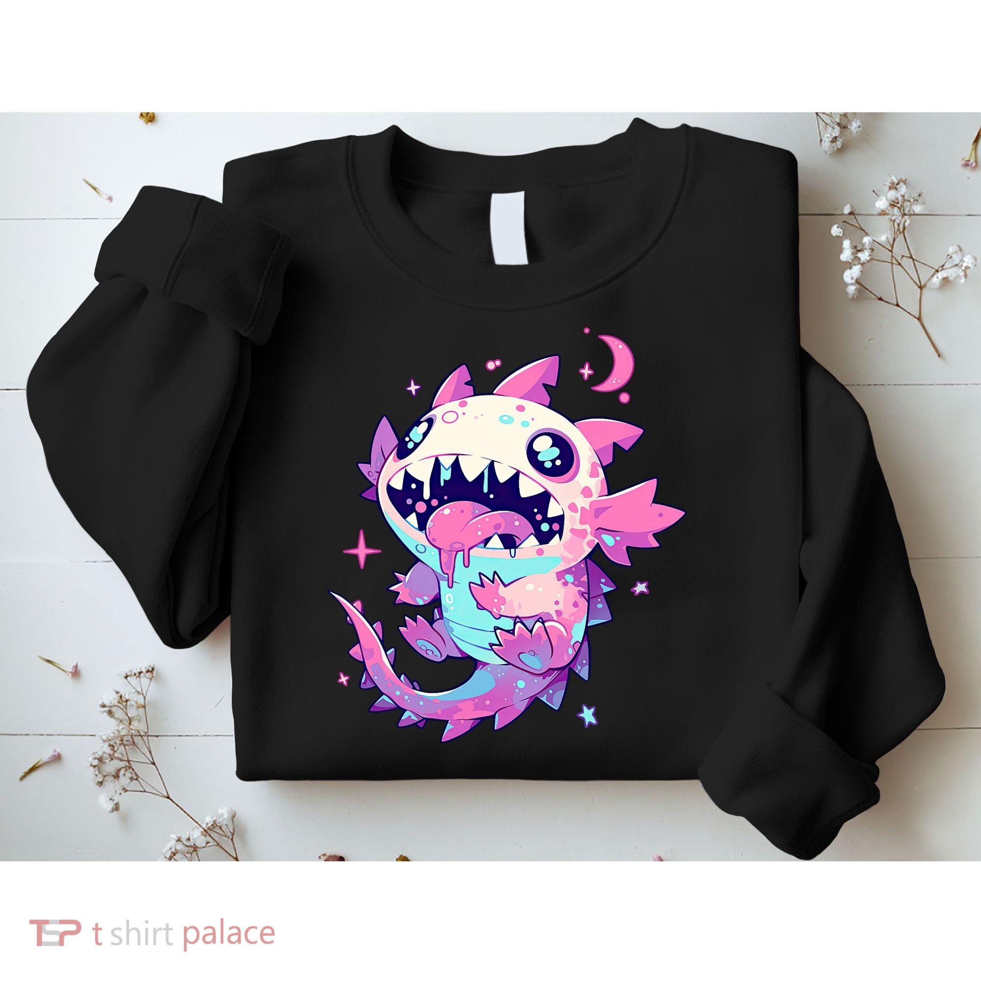 Kawaii Pastel Goth Creepy Cute Pi.nk Zombie Axolotl  Sweatshirt