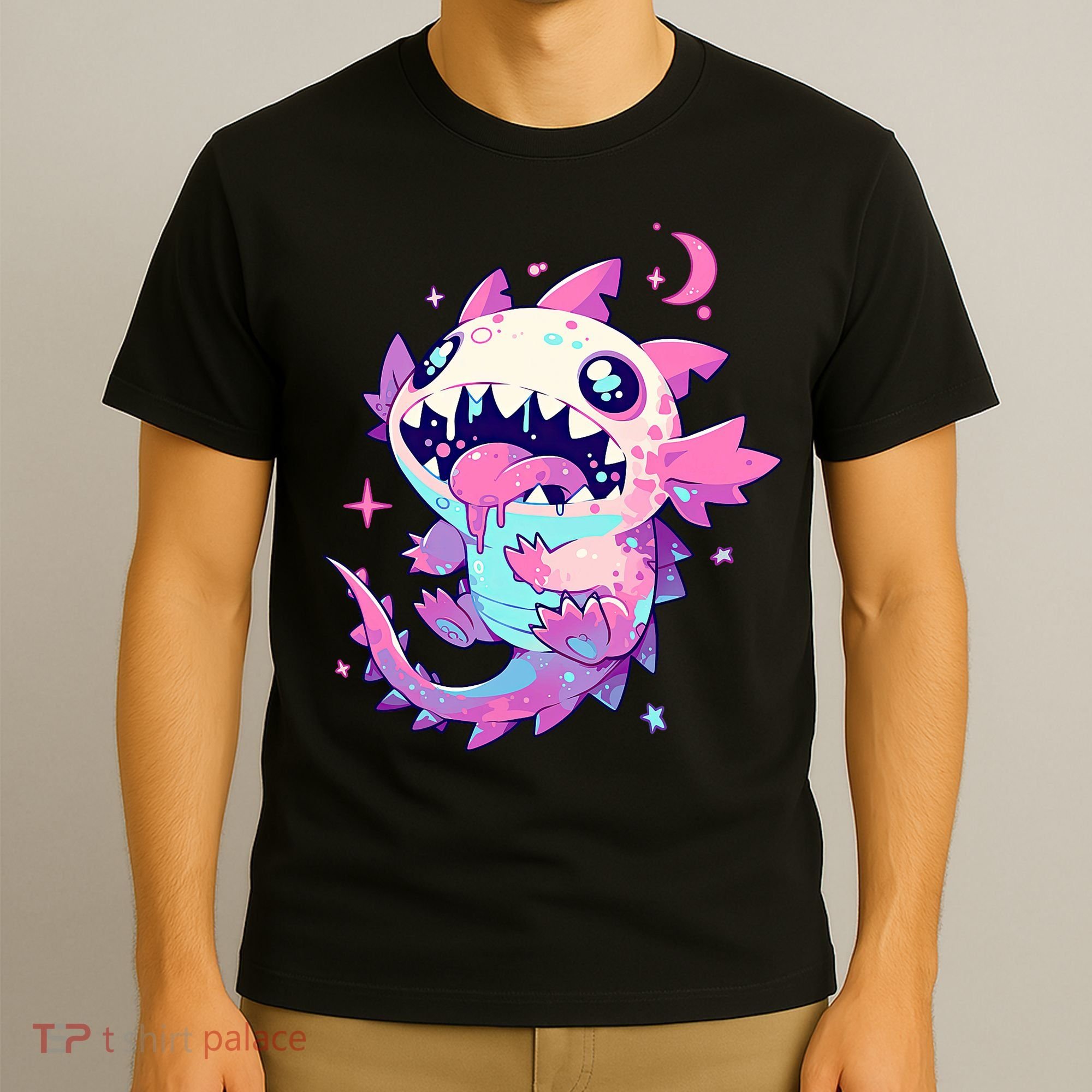 Kawaii Pastel Goth Creepy Cute Pi.nk Zombie Axolotl  T-Shirt