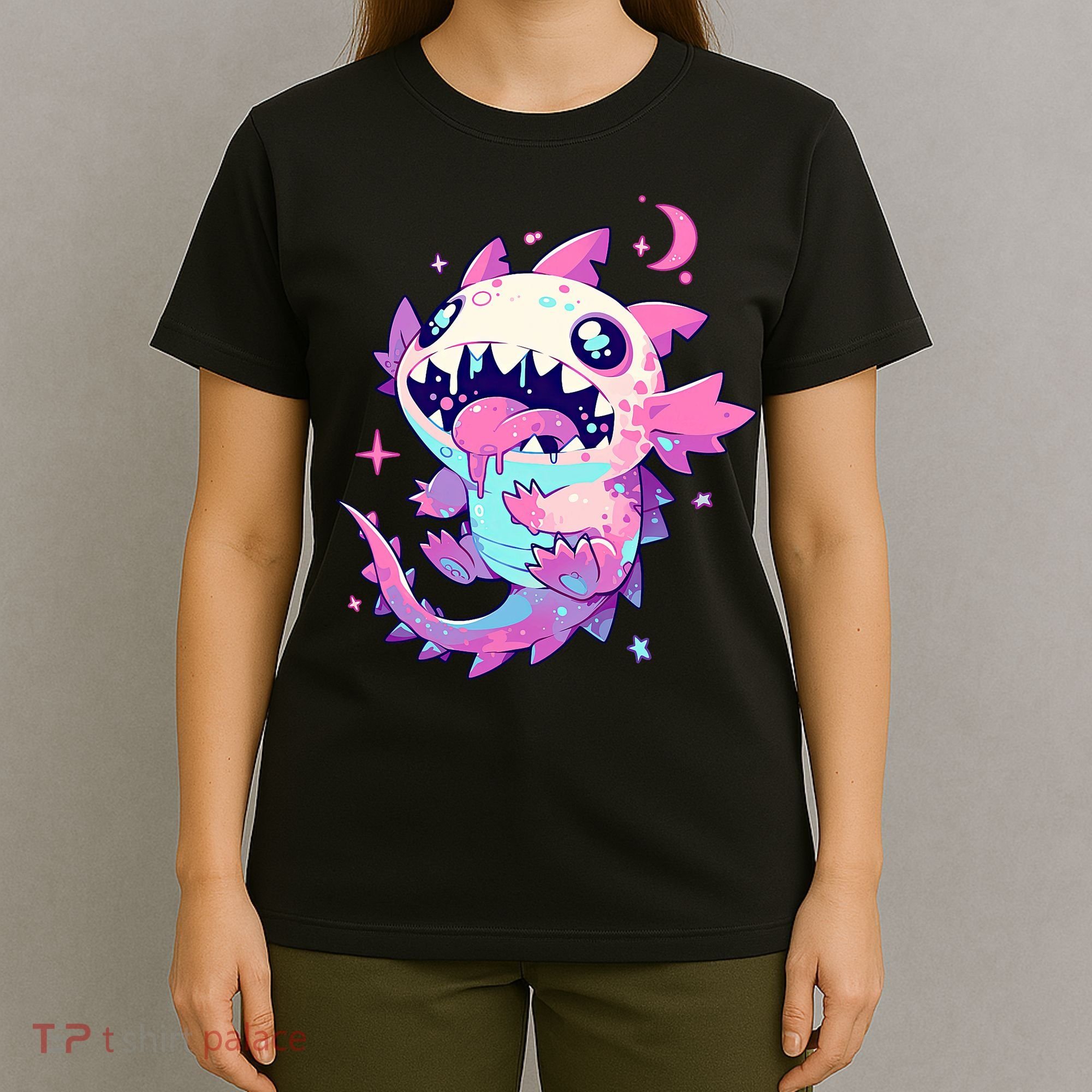 Kawaii Pastel Goth Creepy Cute Pi.nk Zombie Axolotl  T-Shirt