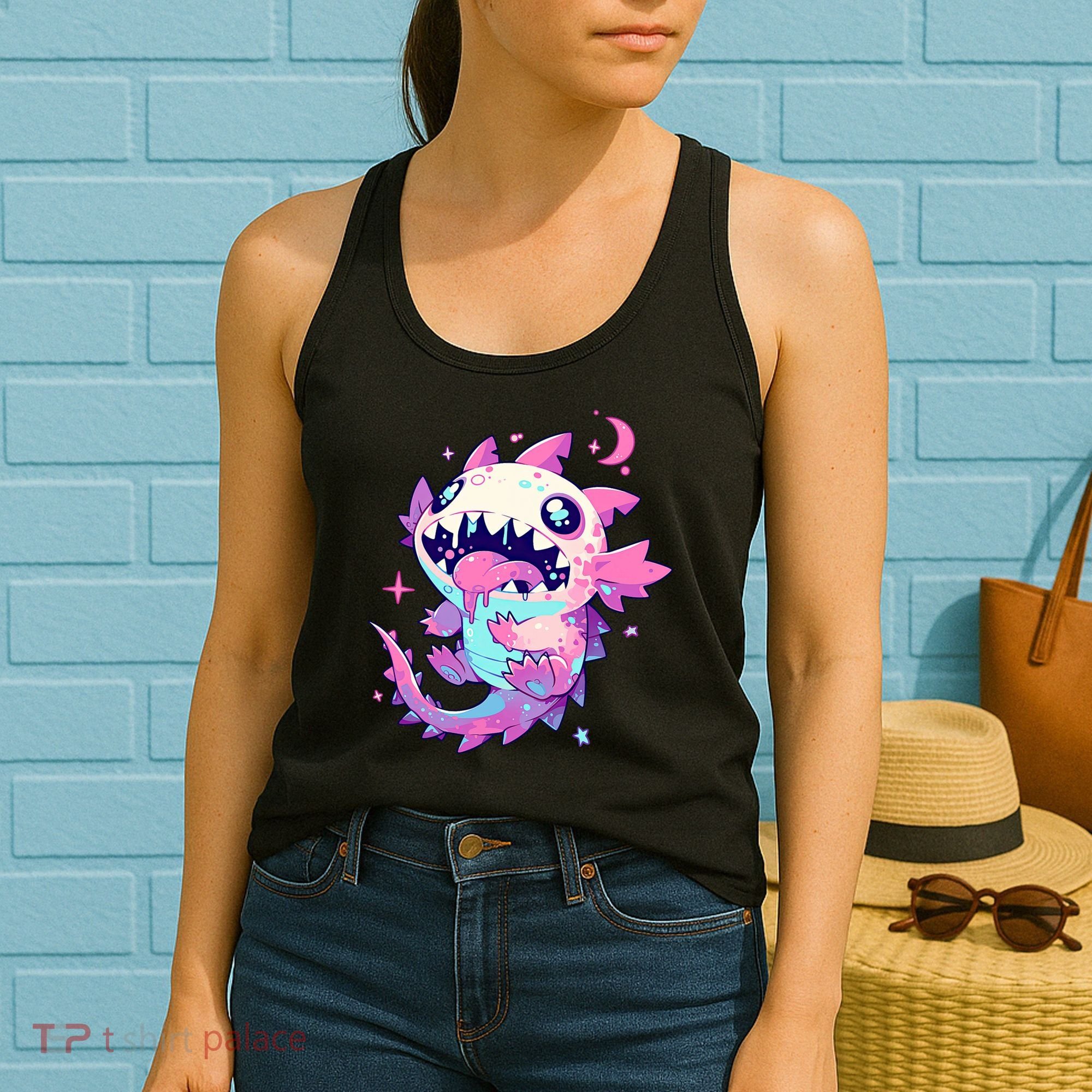Kawaii Pastel Goth Creepy Cute Pi.nk Zombie Axolotl  Women's Tank Top