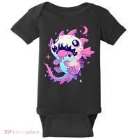 Kawaii Pastel Goth Creepy Cute Pi.nk Zombie Axolotl  Baby Bodysuit thumb 0
